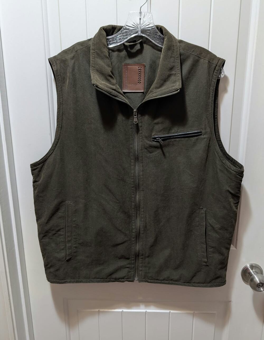 Robert Comstock Men's Full Zip Collard Green Vest Size L Thinsulate Winter